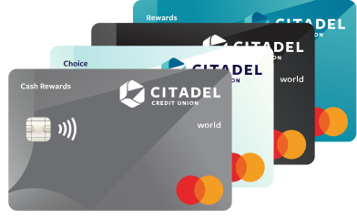 Selection of Citadel Mastercard's in a row